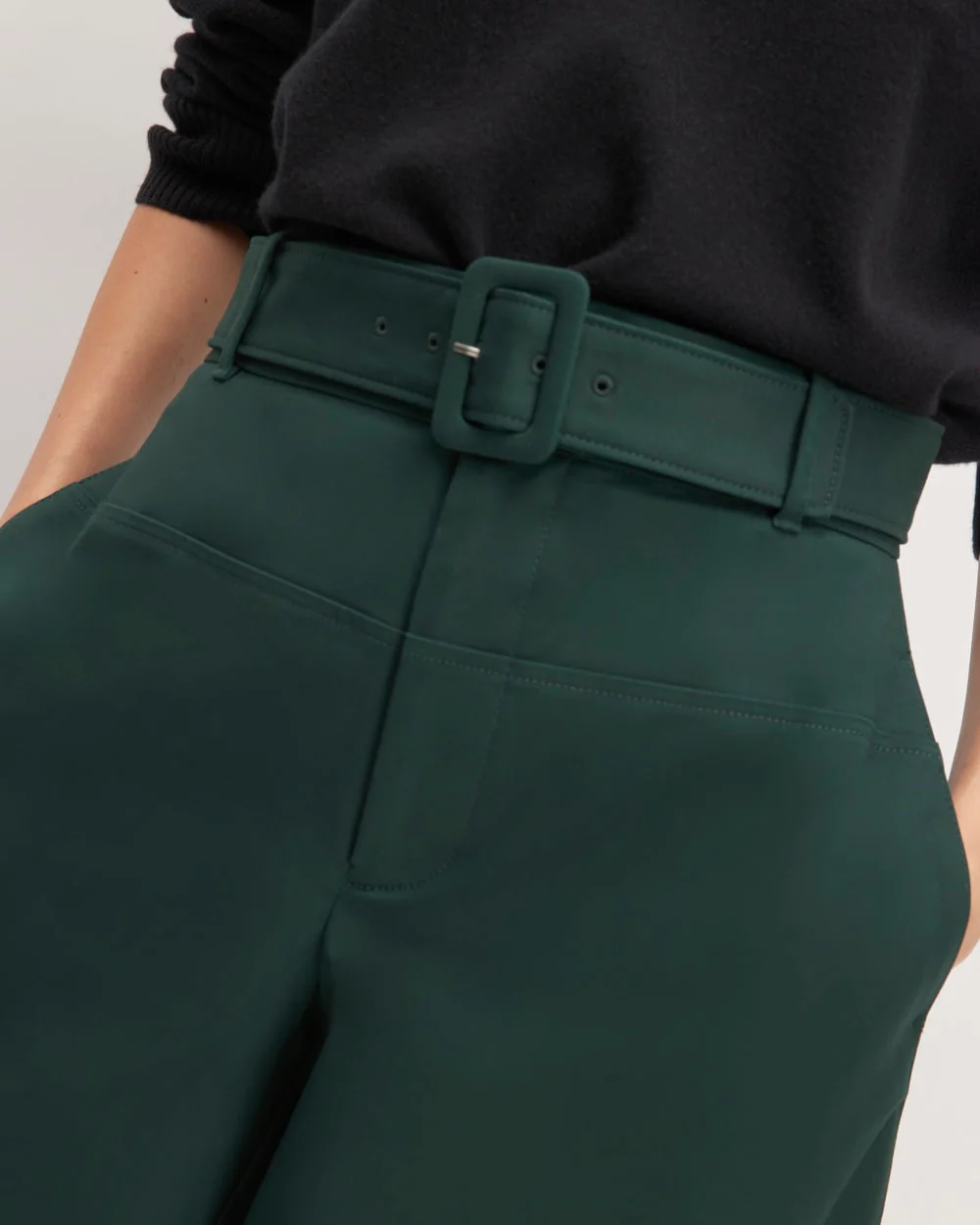 The Structured Cotton Belted Pant | Scarab - Image 4