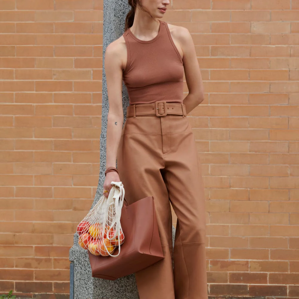 The Structured Cotton Belted Pant | Toasted Coconut - Image 8