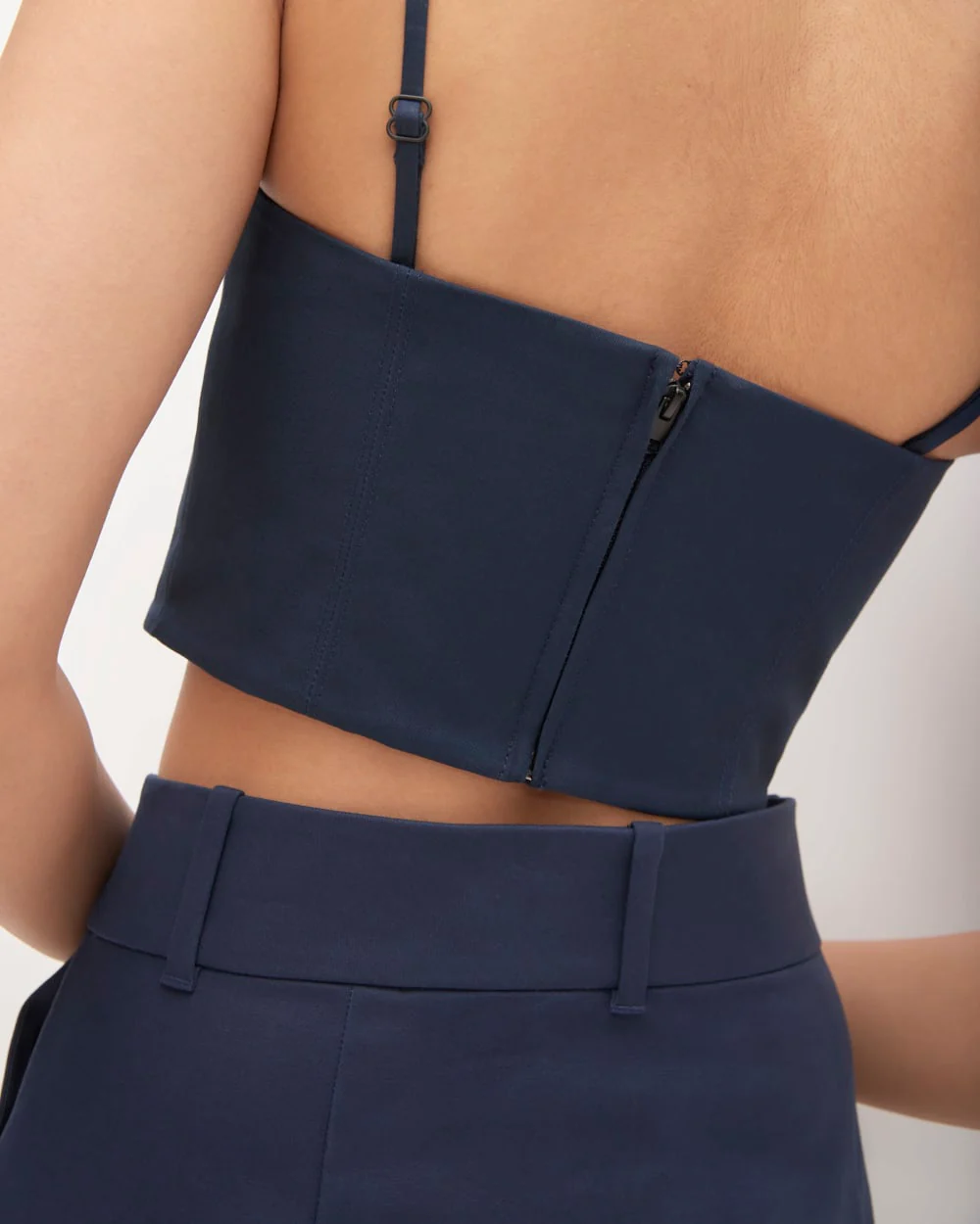 The Structured Cotton Bustier | Navy - Image 5