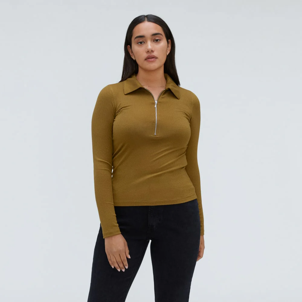 The Super-Soft Zip Polo | Tapenade - Image 2