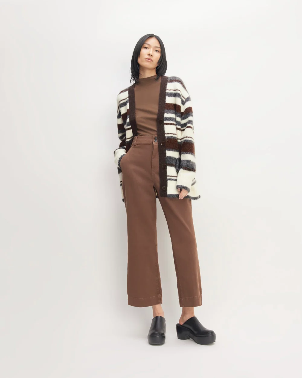 The SuperFuzz Alpaca Cardigan | Bone / Hot Fudge / Heather Charcoal - Image 3