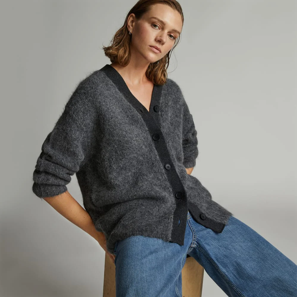 The SuperFuzz Alpaca Oversized Cardigan | Heathered Charcoal - Image 5