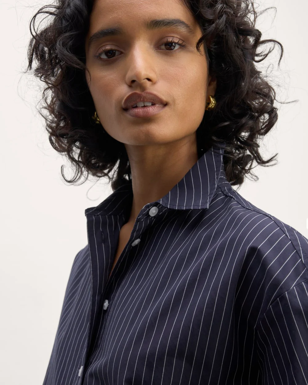 The Supima® Cotton Boyfriend Shirt | Navy / White - Image 3