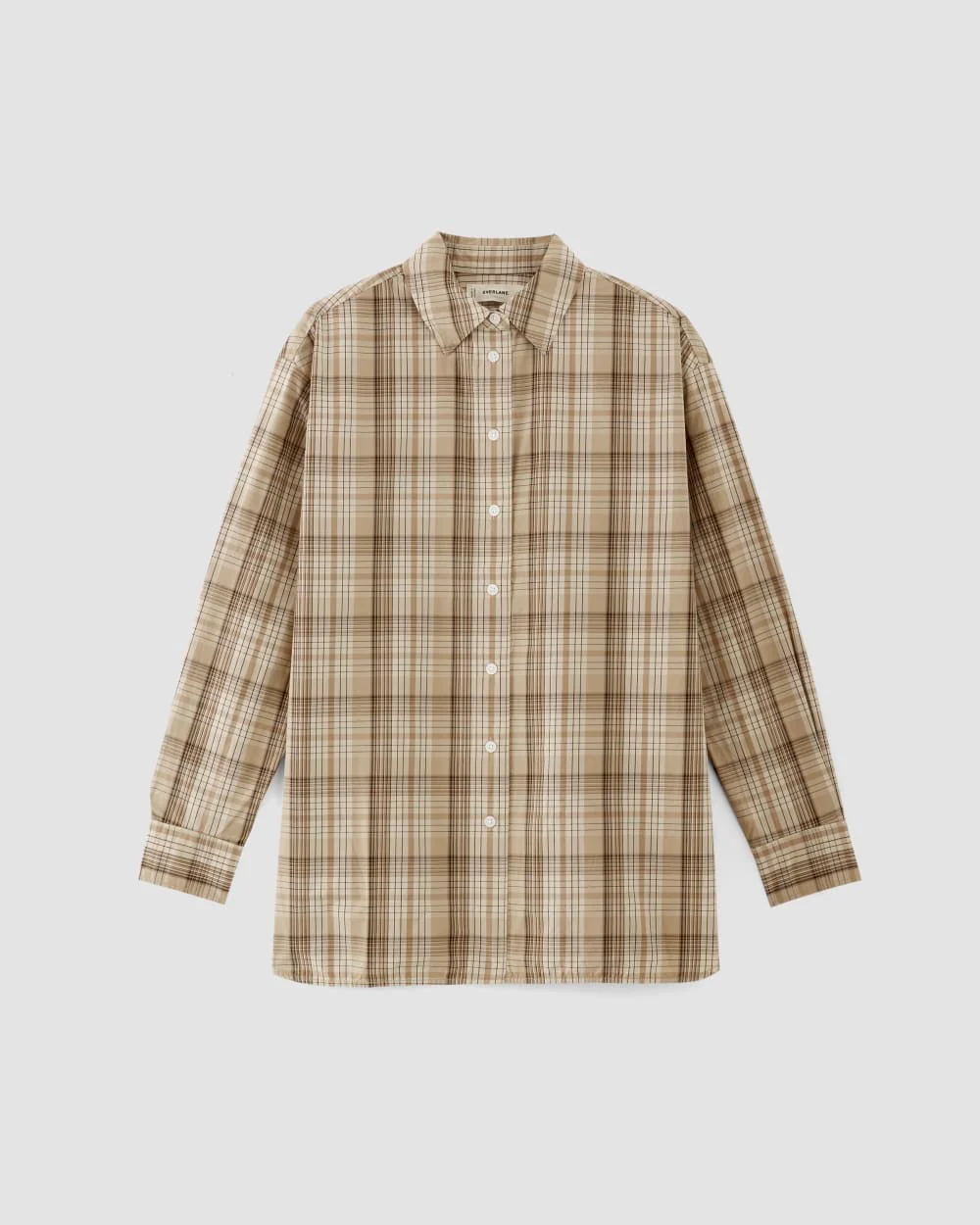The Supima® Cotton Boyfriend Shirt | Pale Khaki Plaid - Image 2