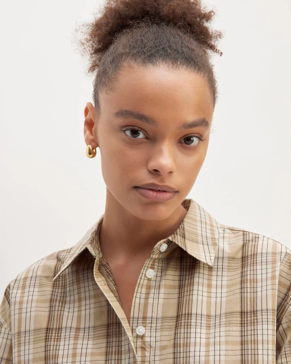 The Supima® Cotton Boyfriend Shirt | Pale Khaki Plaid - Image 4