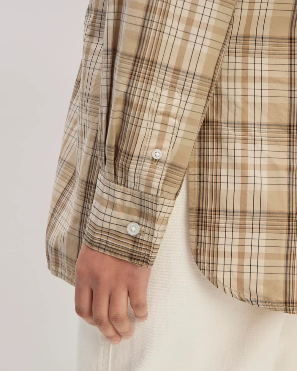 The Supima® Cotton Boyfriend Shirt | Pale Khaki Plaid - Image 5