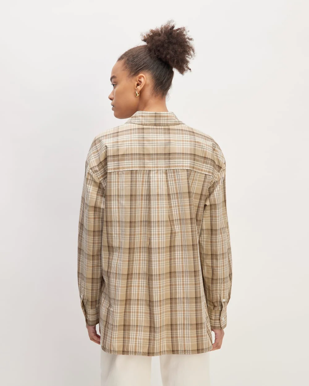 The Supima® Cotton Boyfriend Shirt | Pale Khaki Plaid - Image 6