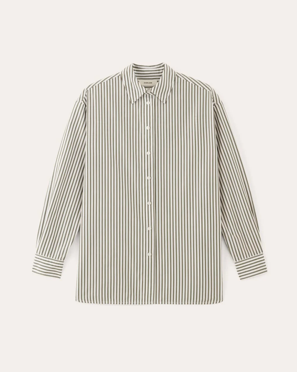 The Supima® Cotton Boyfriend Shirt | White / Moss Green - Image 2