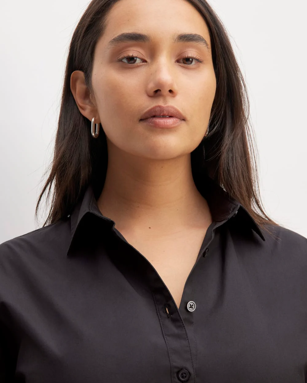 The Supima® Cotton Midi Shirt Dress | Black - Image 4