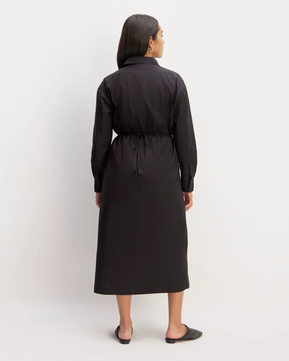 The Supima® Cotton Midi Shirt Dress | Black - Image 6