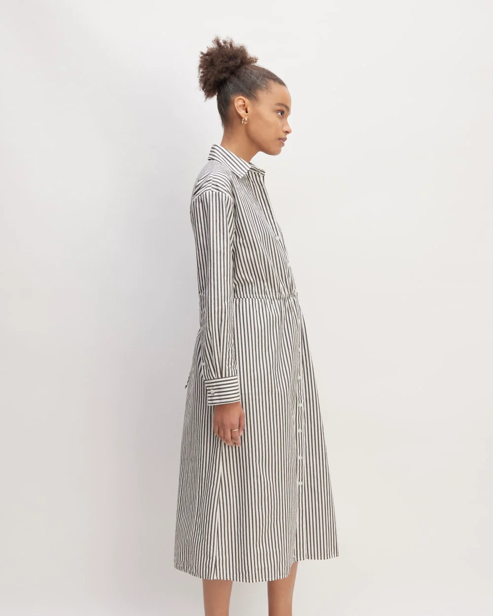 The Supima® Cotton Midi Shirt Dress | Optic White / Black - Image 5