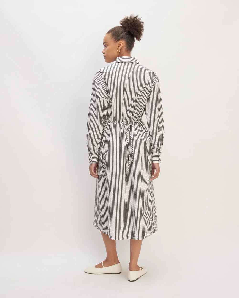 The Supima® Cotton Midi Shirt Dress | Optic White / Black - Image 6