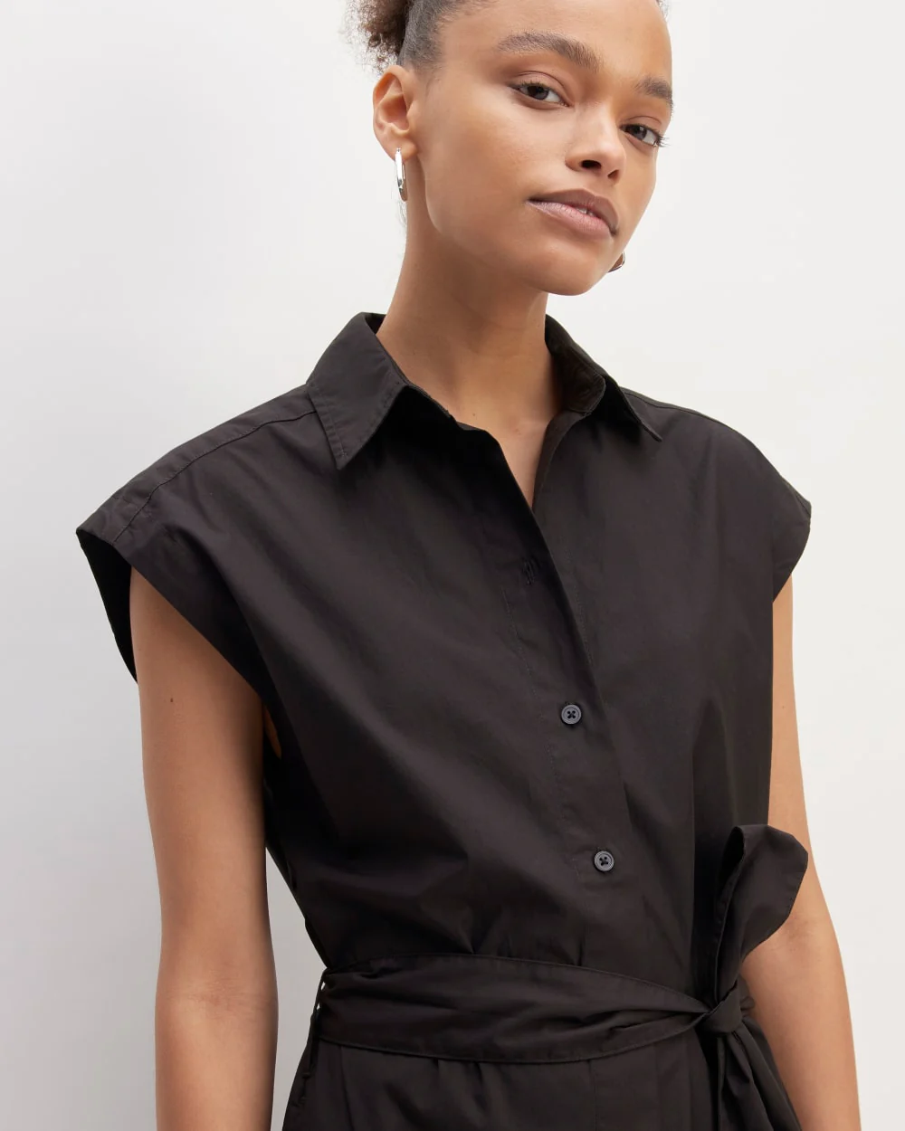 The Supima® Cotton Short-Sleeve Shirt Dress | Black - Image 3