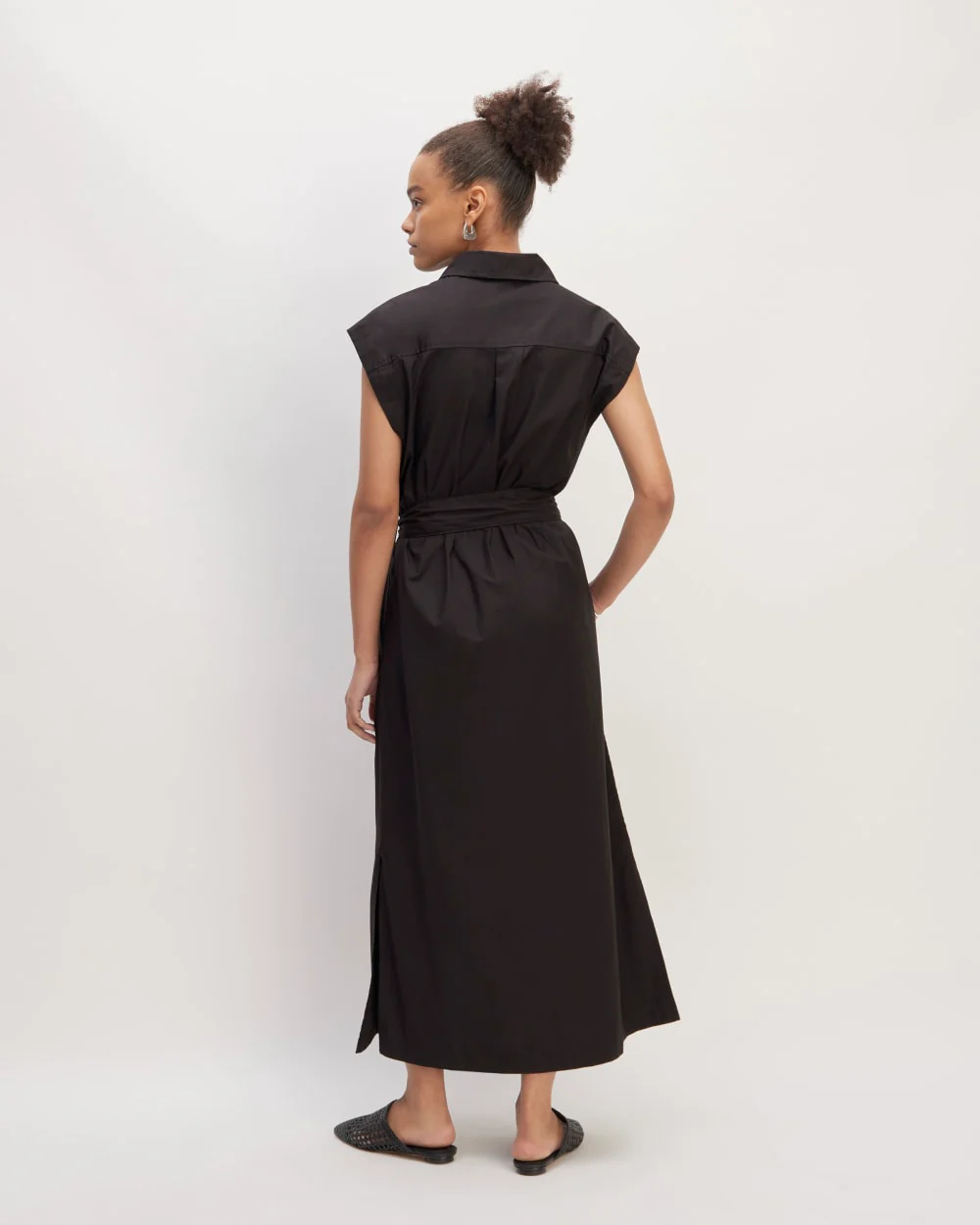 The Supima® Cotton Short-Sleeve Shirt Dress | Black - Image 6
