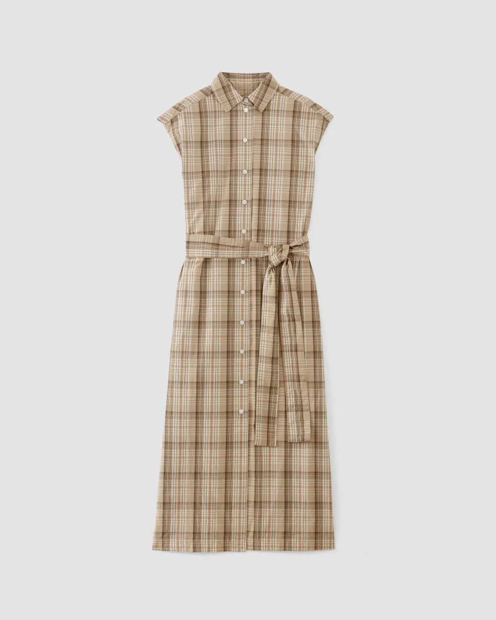 The Supima® Cotton Short-Sleeve Shirt Dress | Pale Khaki Plaid - Image 2