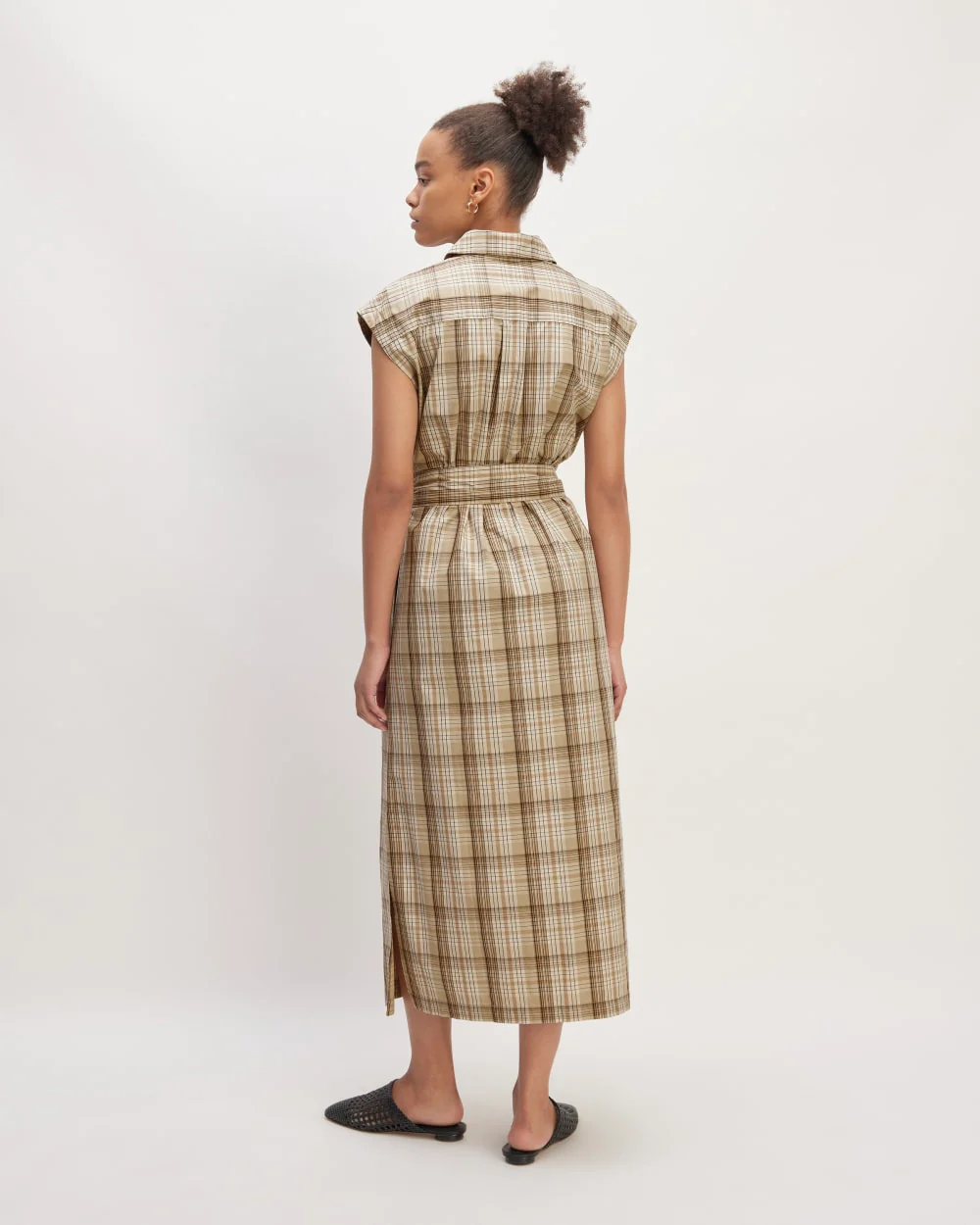 The Supima® Cotton Short-Sleeve Shirt Dress | Pale Khaki Plaid - Image 6