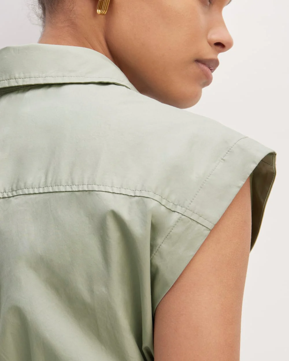 The Supima® Cotton Short-Sleeve Shirt Dress | Sage Green - Image 4