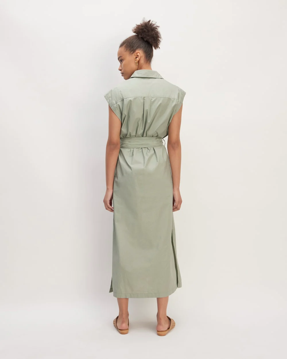 The Supima® Cotton Short-Sleeve Shirt Dress | Sage Green - Image 6