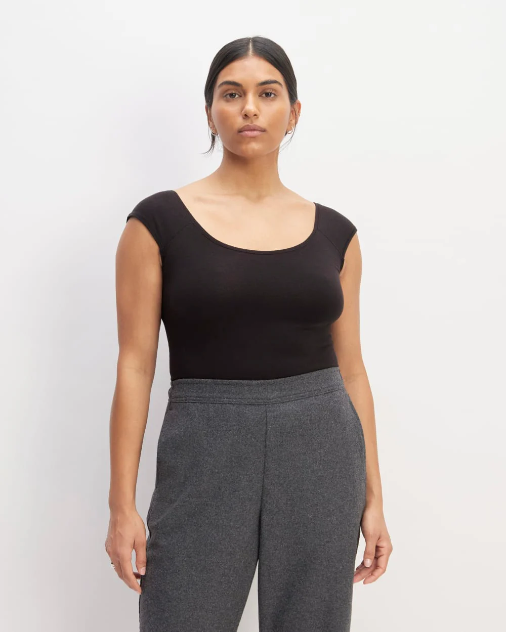 The Supima® Form Cap-Sleeve Tee | Black