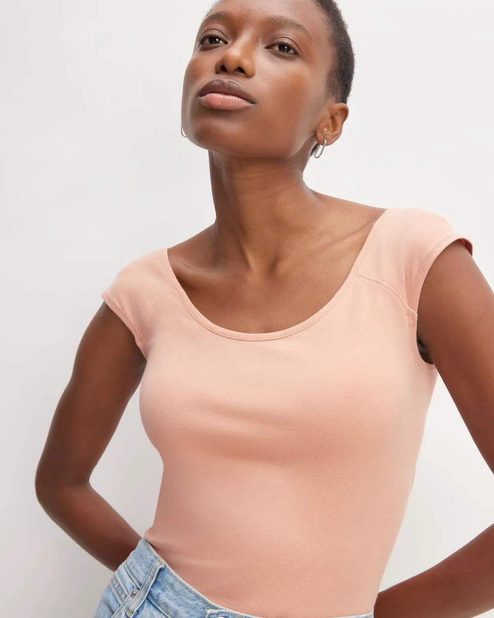 The Supima® Form Cap-Sleeve Tee | Blush Pink - Image 3