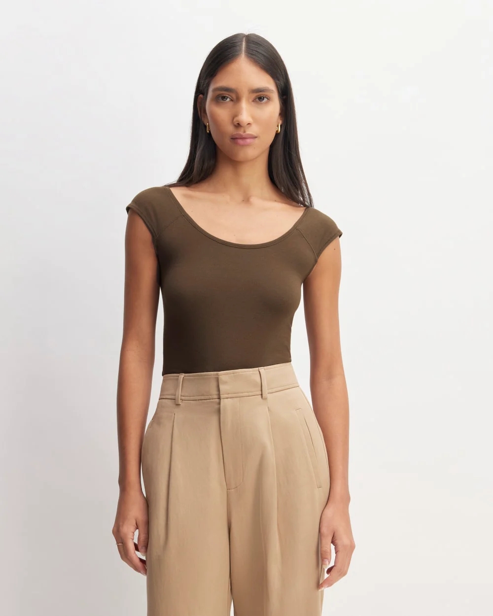 The Supima® Form Cap-Sleeve Tee | Cocoa