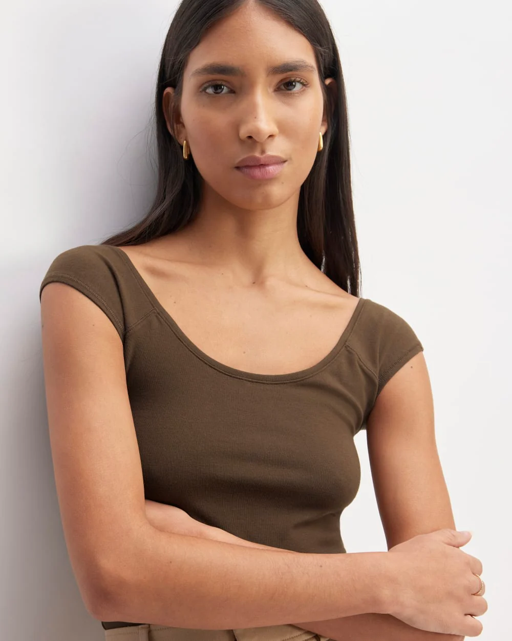 The Supima® Form Cap-Sleeve Tee | Cocoa - Image 3