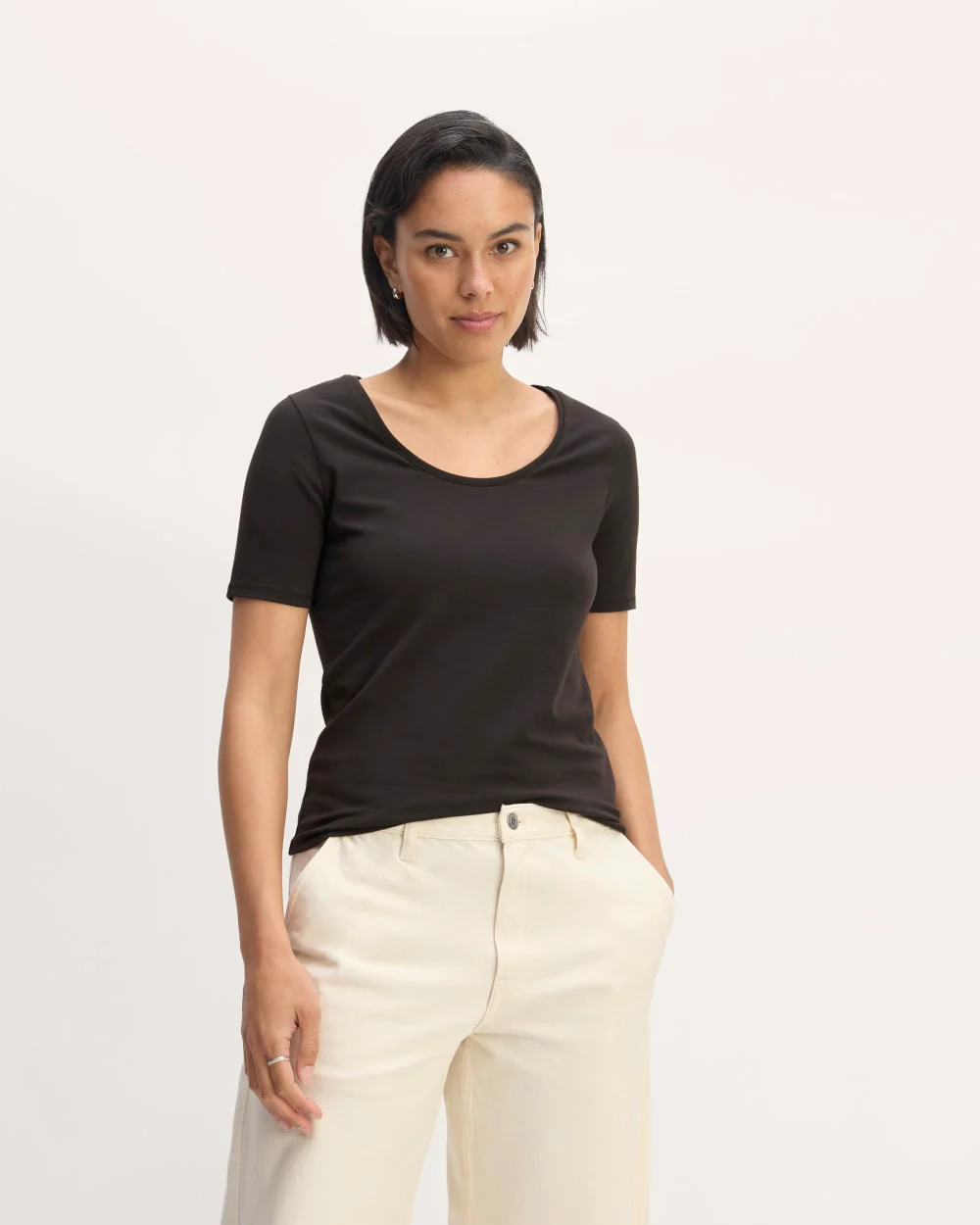 The Form Scoop-Neck Tee | Black
