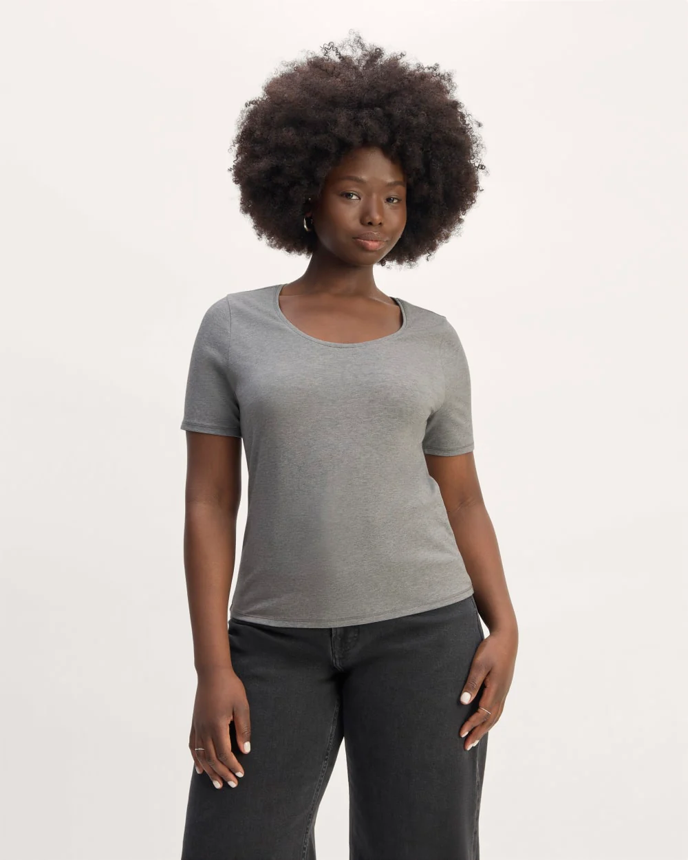 The Form Scoop-Neck Tee | Mid Heather Grey - Image 3