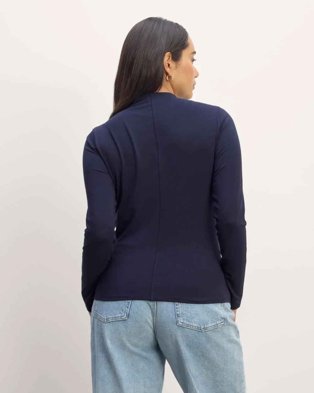 The Form Funnel-Neck Tee | Navy - Image 4