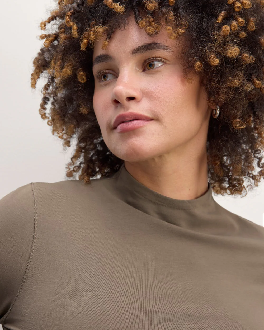 The Form Funnel-Neck Tee | Taupe - Image 3
