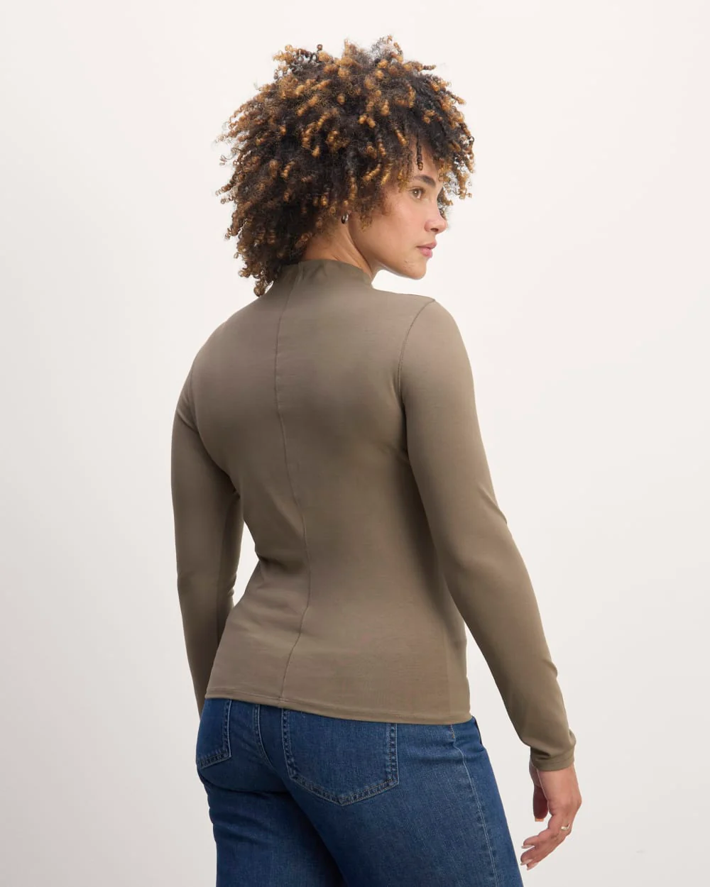 The Form Funnel-Neck Tee | Taupe - Image 4
