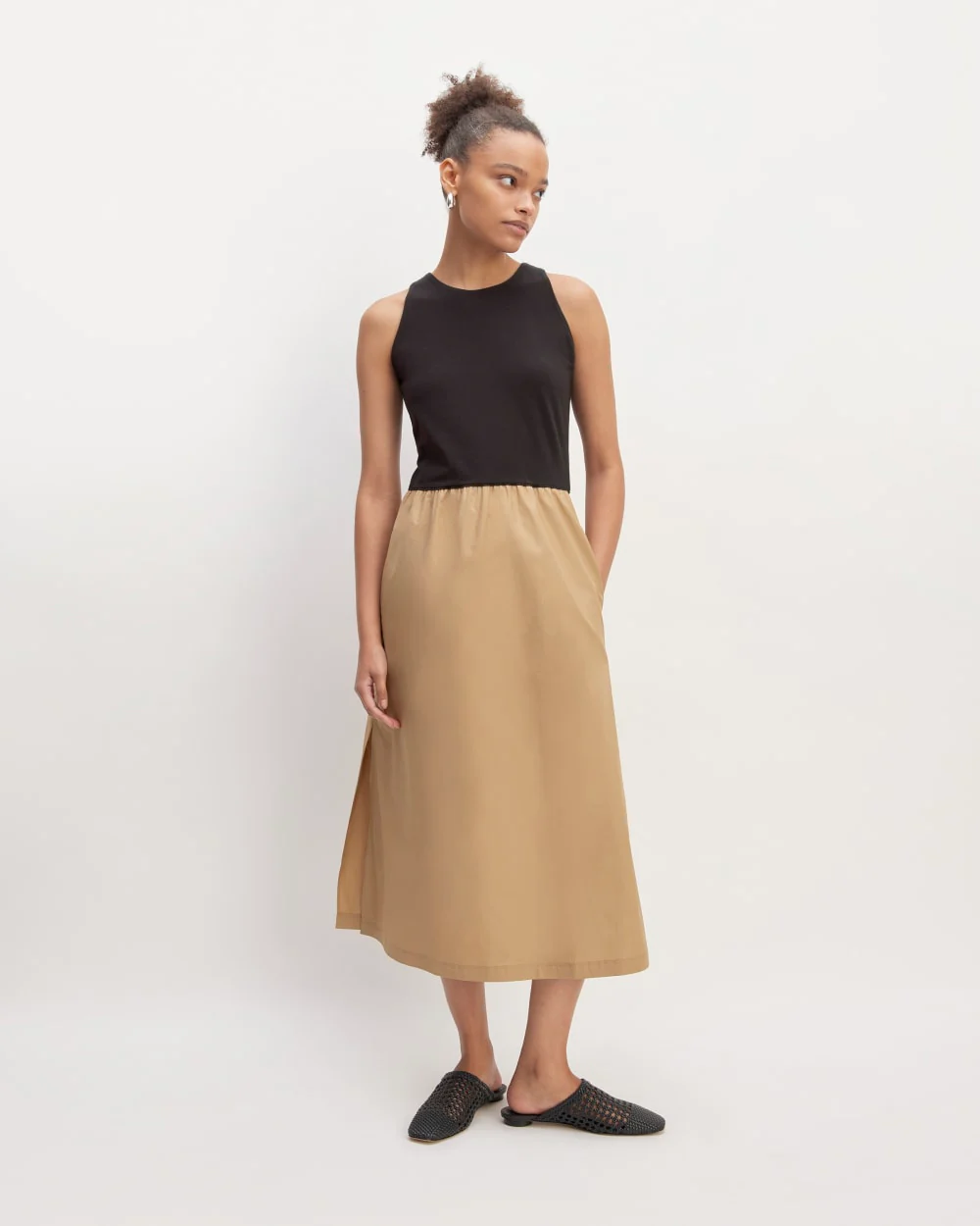 The Supima® High-Neck Riviera Dress | Black / Tiger's Eye