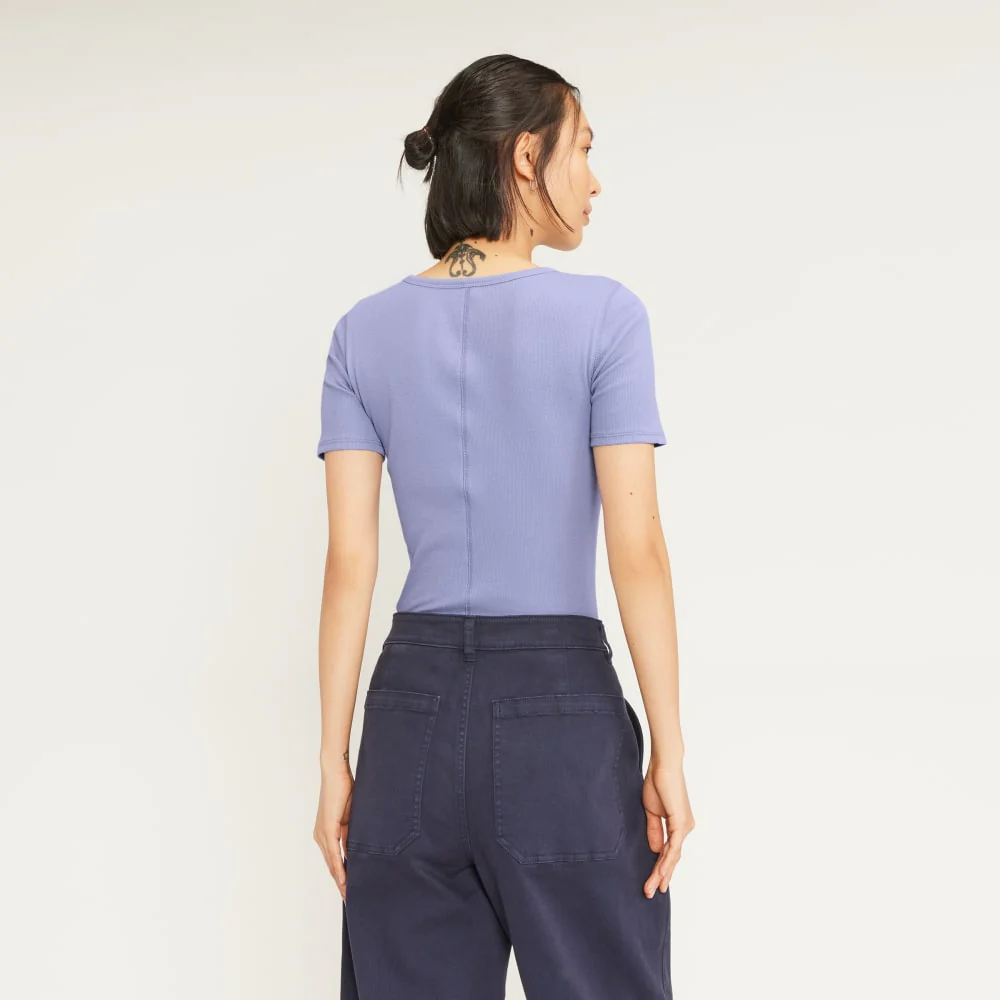 The Pima Micro-Rib Crew Tee | Cornflower Blue - Image 3