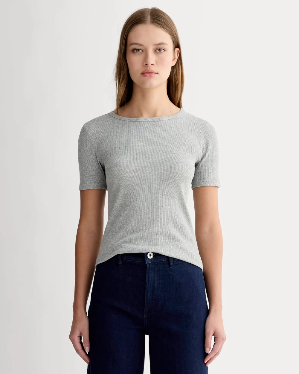 The Luxe Rib Crew | Heathered Grey