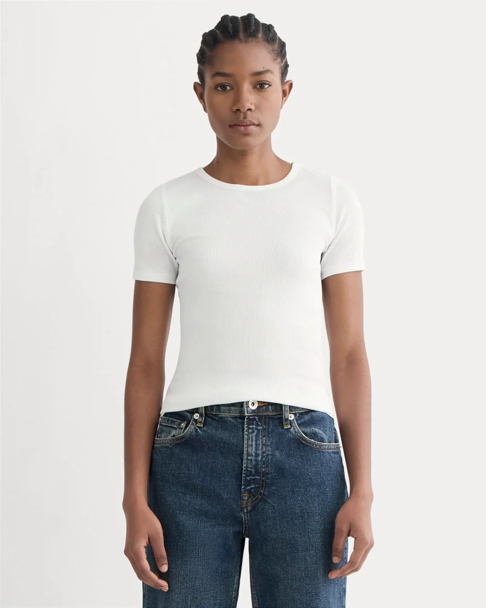 The Luxe Rib Crew | White