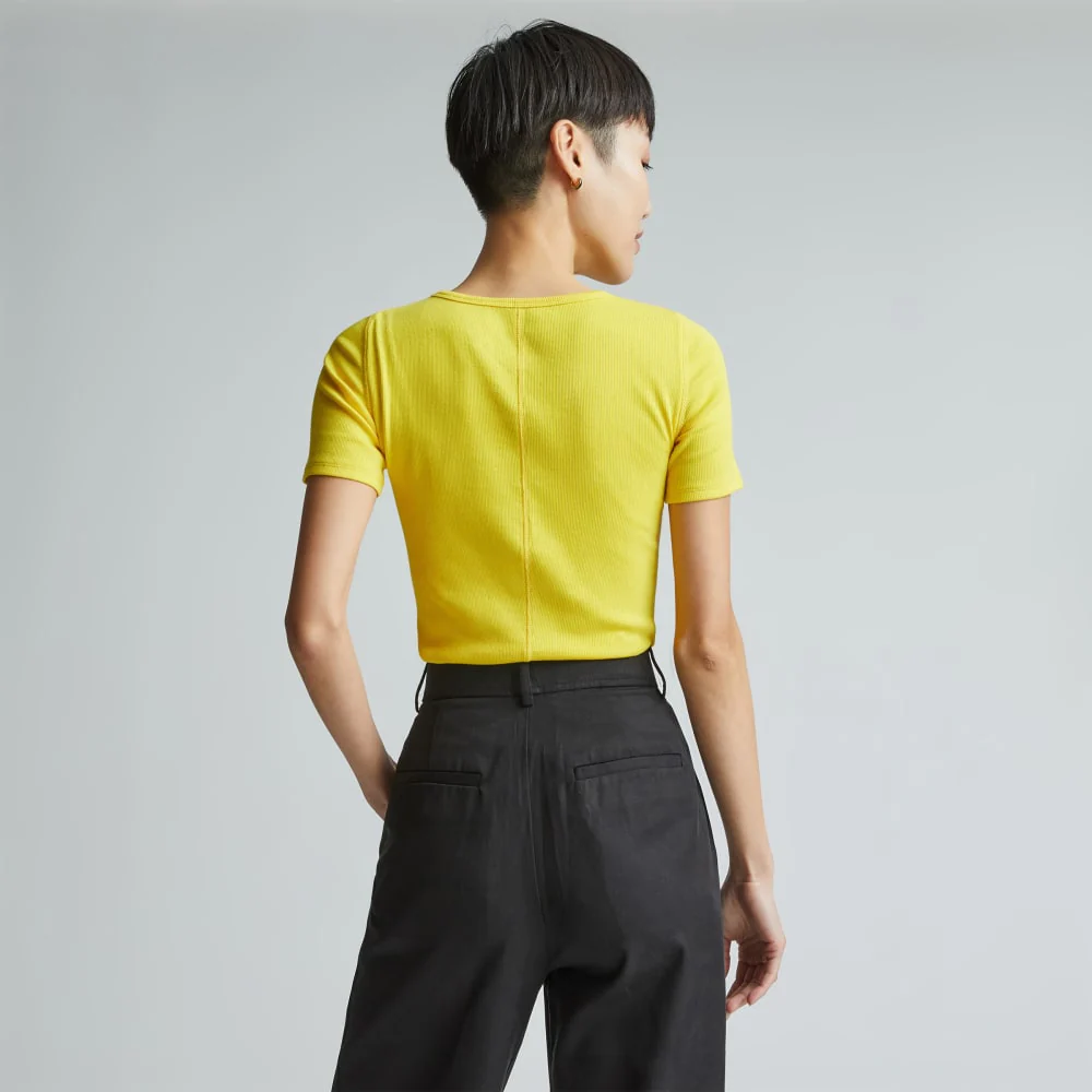 The Pima Micro-Rib Crew Tee | High Visibility Yellow - Image 3