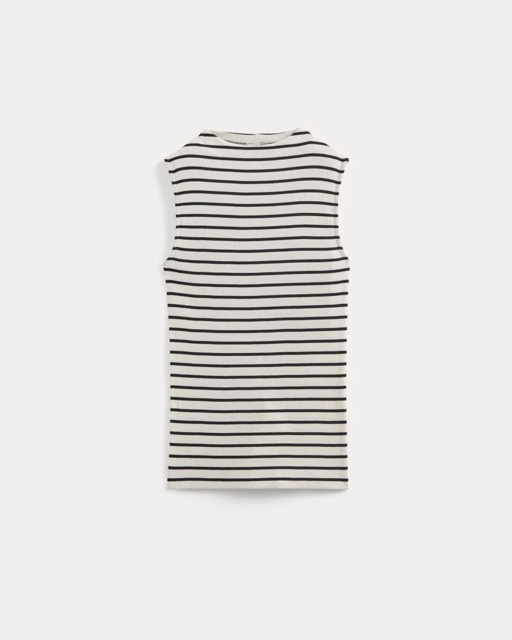 The Luxe Rib Funnel-Neck Tank | Bone / Black - Image 2