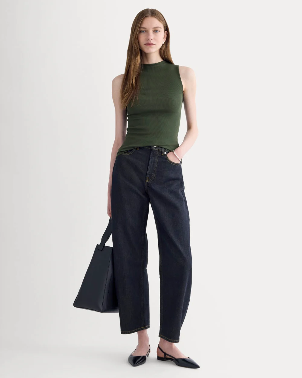 The Luxe Rib Funnel-Neck Tank | Dark Forest - Image 3