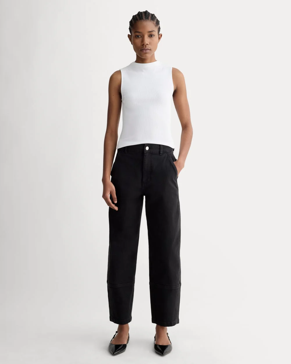 The Luxe Rib Funnel-Neck Tank | White - Image 4