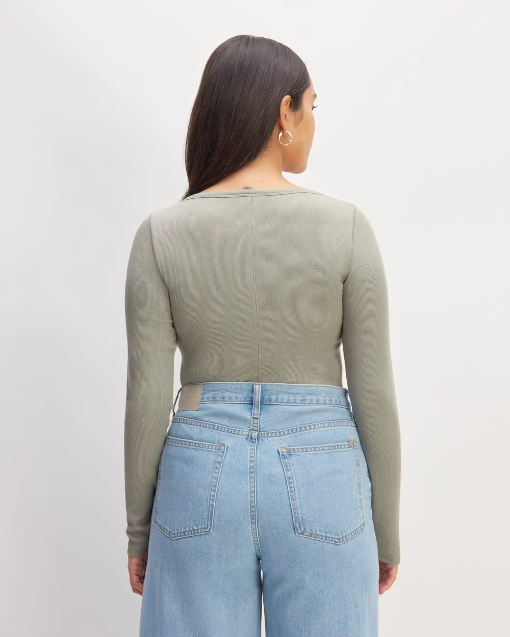 The Luxe Rib Long-Sleeve Scoop-Neck Tee | Sage Green - Image 4