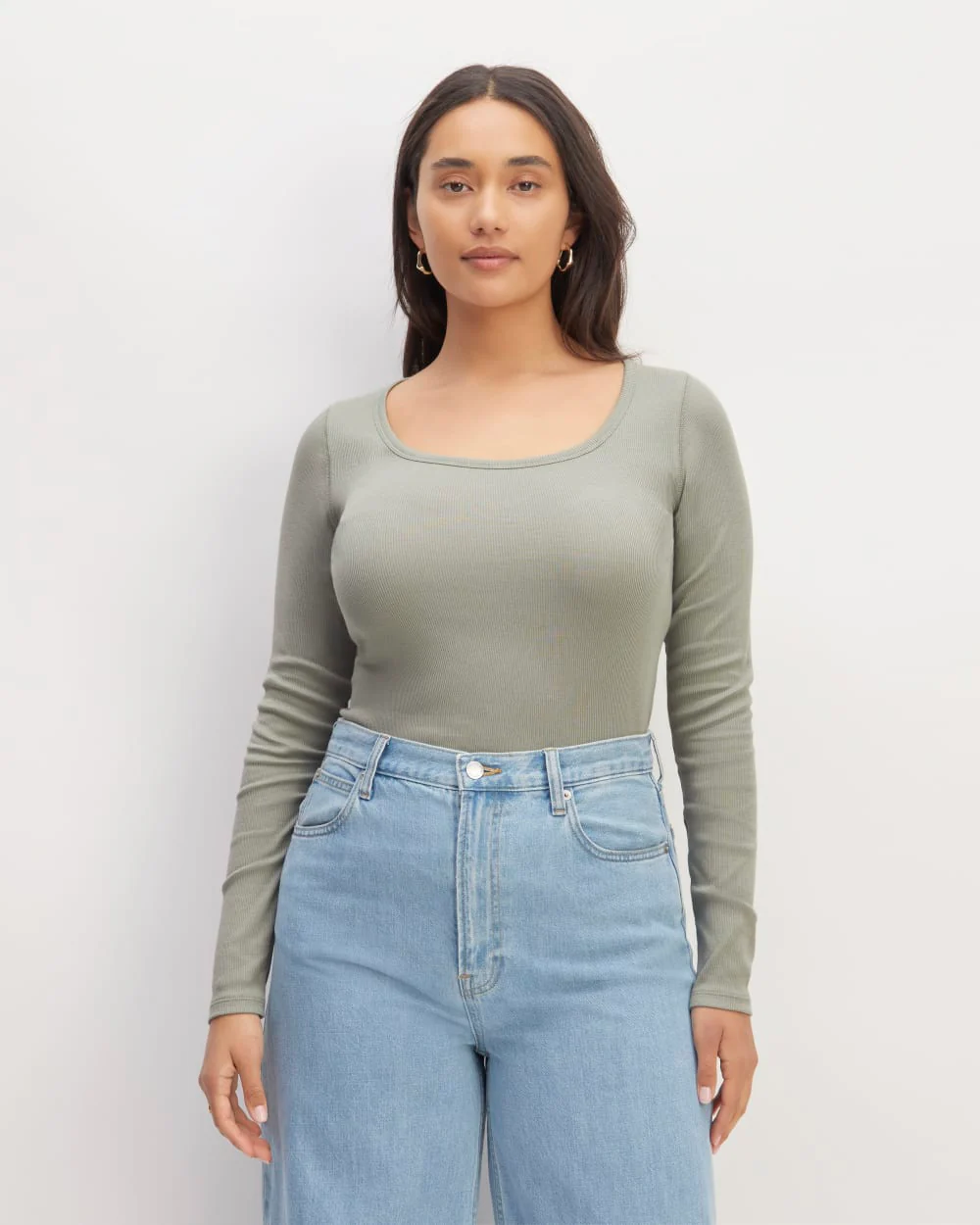 The Luxe Rib Long-Sleeve Scoop-Neck Tee | Sage Green - Image 5