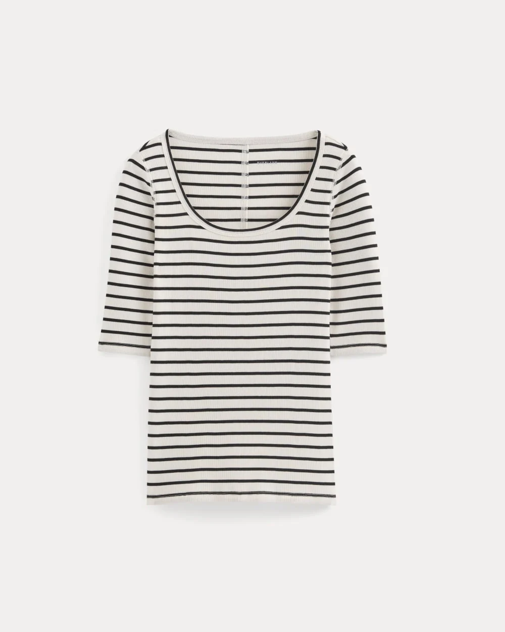 The Luxe Rib Scoop-Neck Tee | Bone / Black - Image 2