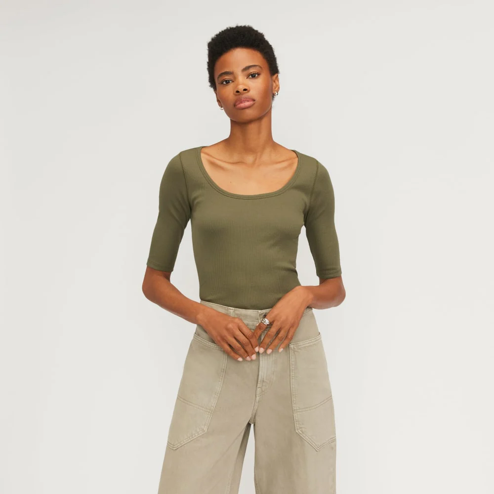 The Luxe Rib Scoop-Neck Tee | Kalamata