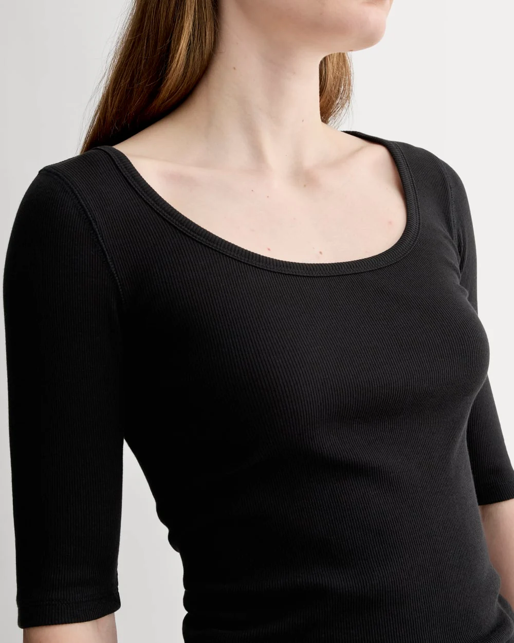 The Luxe Rib Scoop-Neck Tee | Black - Image 5