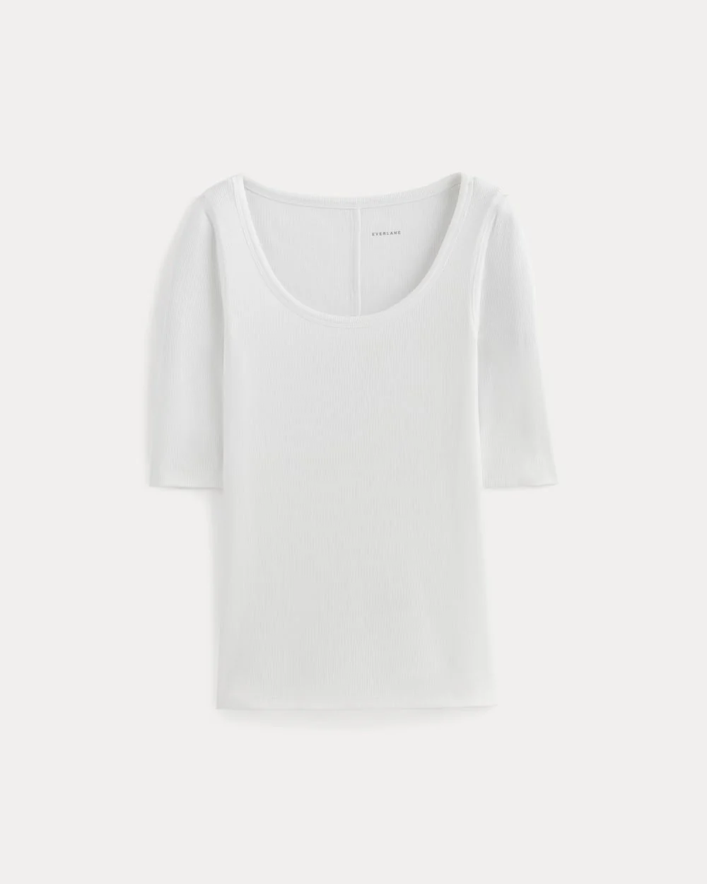 The Luxe Rib Scoop-Neck Tee | White - Image 2