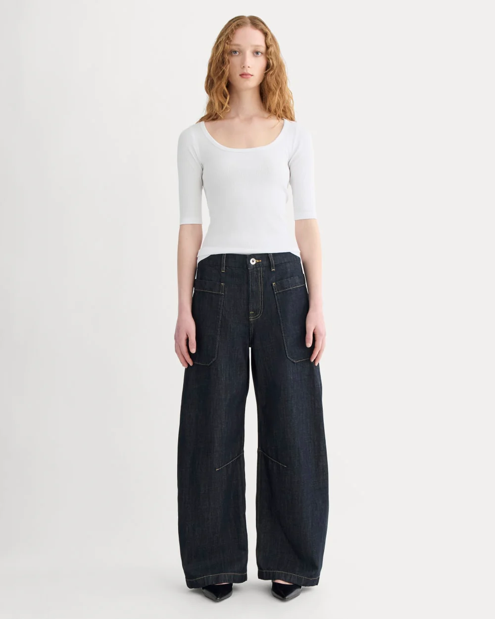 The Luxe Rib Scoop-Neck Tee | White - Image 3