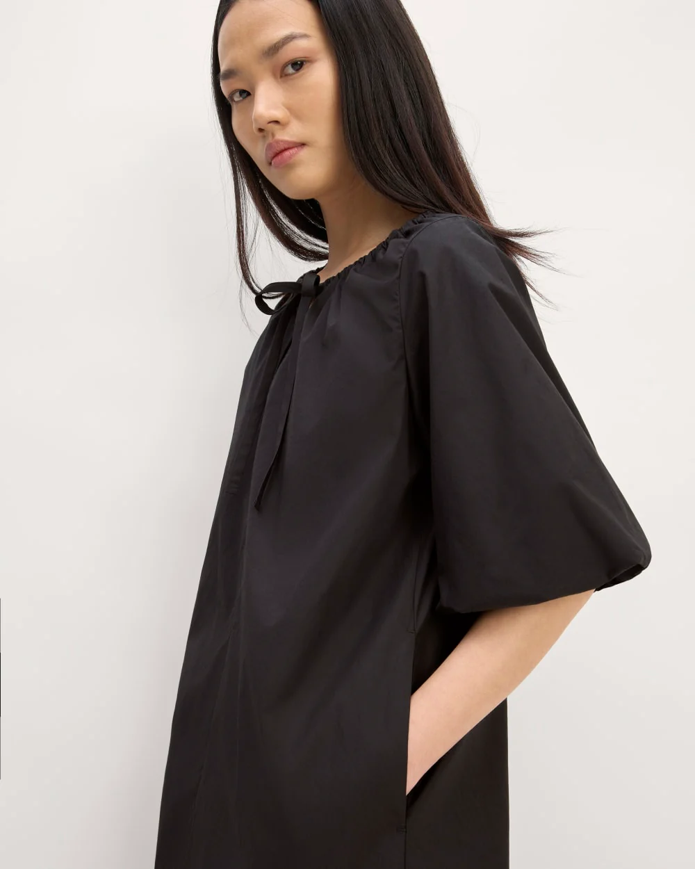 The Supima® Puff-Sleeve Dress | Black - Image 4