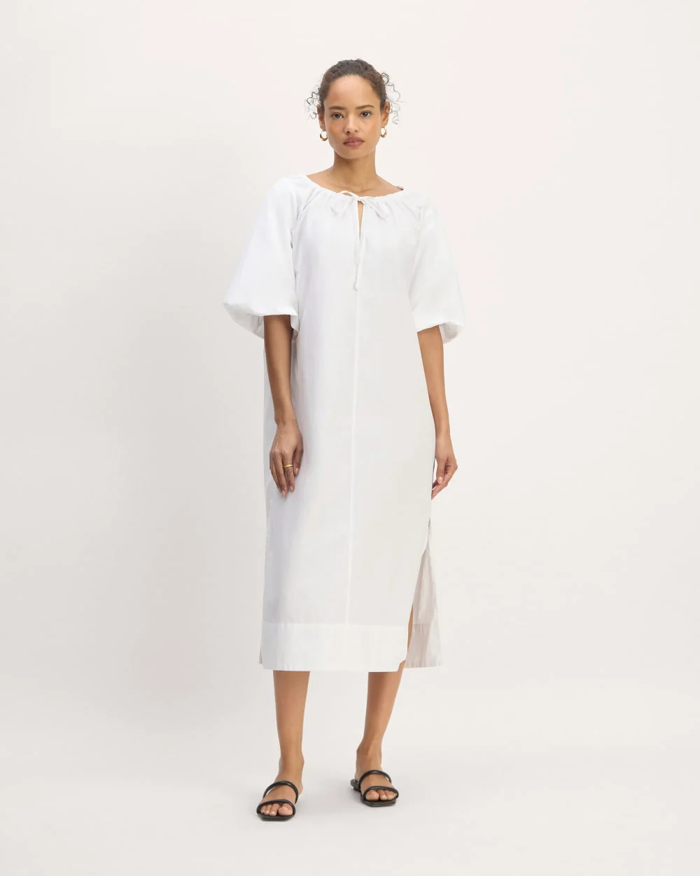 The Supima® Puff-Sleeve Dress | White - Image 3