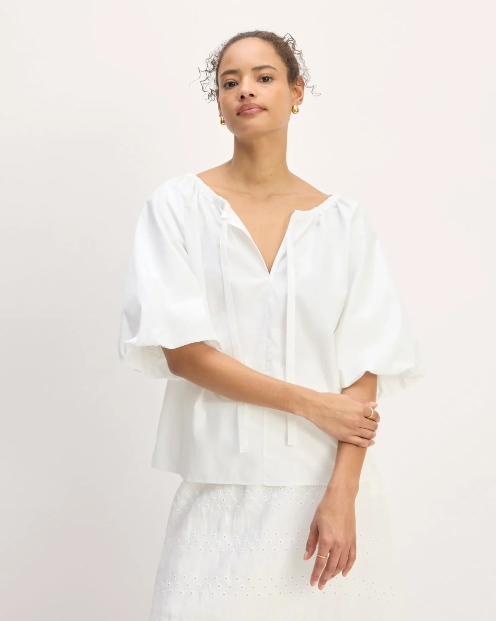 The Supima® Puff-Sleeve Top | White - Image 4