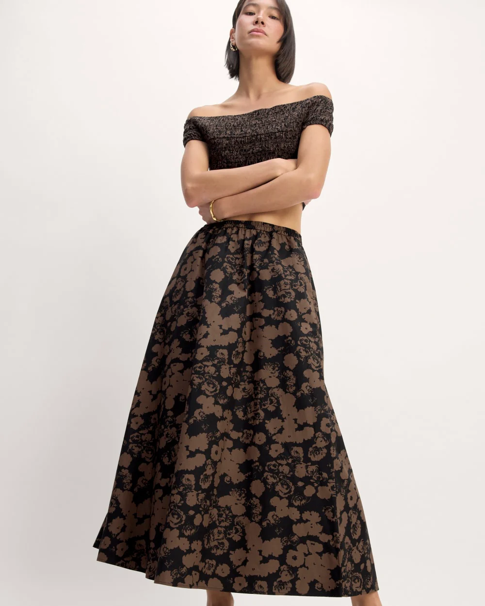 The Supima® Pull-On Maxi Skirt | Black / Cocoa Floral - Image 4